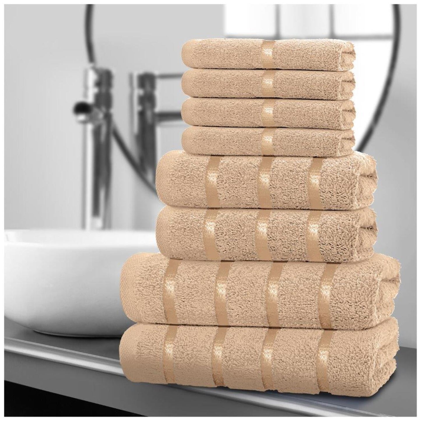 8pcs Egyptian Luxury Cotton Towel Set | Quick-Drying & Highly Absorbent | Includes 4 Face, 2 Hand, 2 Bath Towels | Sophisticated Boston Design | 15 Elegant Colors | Machine Washable