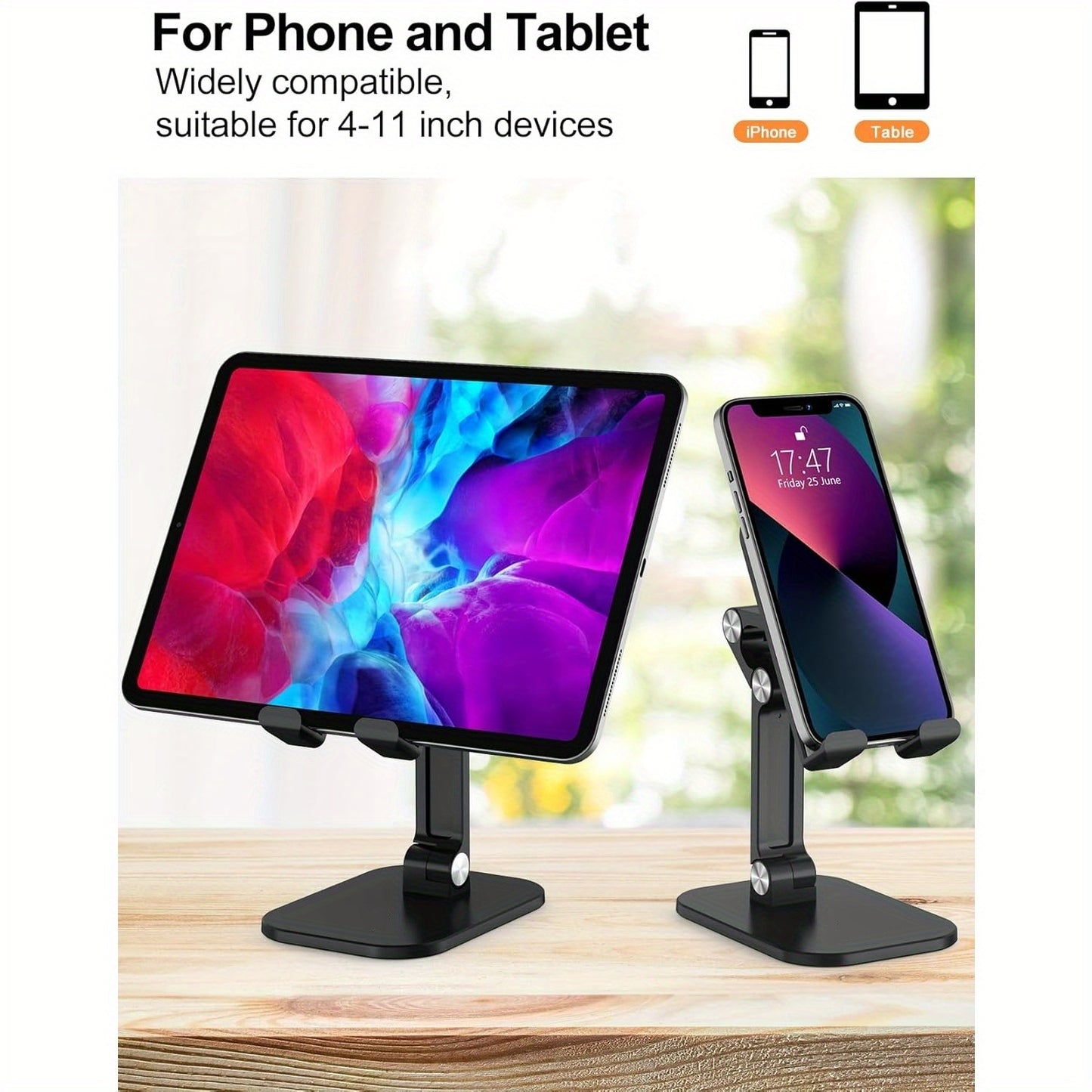 Green/White/Black Color Adjustable And Foldable Pocket Phone Holder for Desks, Suitable for Taller iPhones And Compatible with Smartphones And Tablets Ranging from 11.94cm to 33.02cm