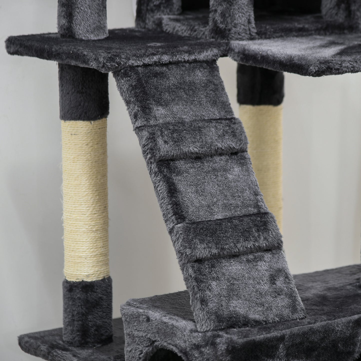 Cat Tree for Indoor Cats, 173cm Cat Tower Scratching Post Tall Climbing Tower, Activity Centre House - Charcoal Grey