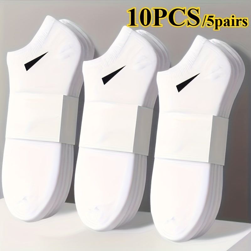10 PCS/5 Pairs Set Women's Casual Plain Socks, Breathable And Comfortable Sweatproof And Odor Proof Low Top Ankle Socks, Four Seasons Women's Socks, Simple Design, Comfortable Experience, Casual Socks Make It Easy for You to