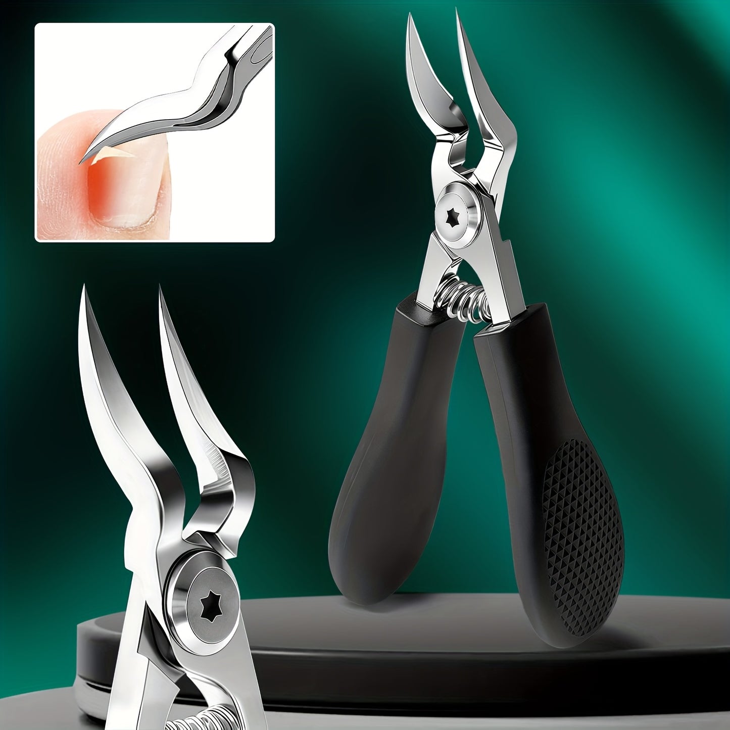 Heavy-Duty Stainless Steel Toenail & Fingernail Clipper for Thick/ Nails - Professional-Grade Curved Blade with Sharp Elongated Tip, Thickened Nail Care Tool for Adults, Elderly, Men & Women (Foot & Hand Trimmer)