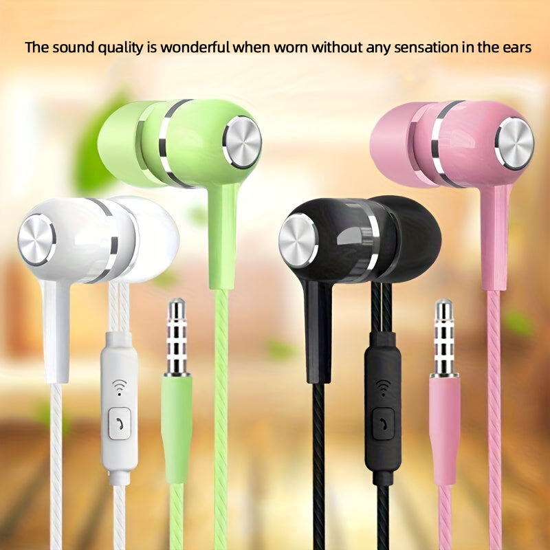 4/8 PCS Set Noise-Canceling In-Ear Headphones with Microphone, Powerful Bass, High Definition, 3.5mm Jack, Tangle-Free Cables, Suitable for MP3, Computer, Gaming, Live Streaming, Karaoke, Sports, Running, Rope Skipping, Gift