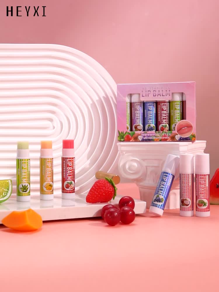 NEW Arrivals 6-PCS Set Fruit Flavored Lip Balm Gift Set - Unisex Natural Finish Moisturizing Lip Butters with Watermelon, Coconut, Aloe, Grape, Mango & Strawberry - Alcohol-Free for All Skin Types