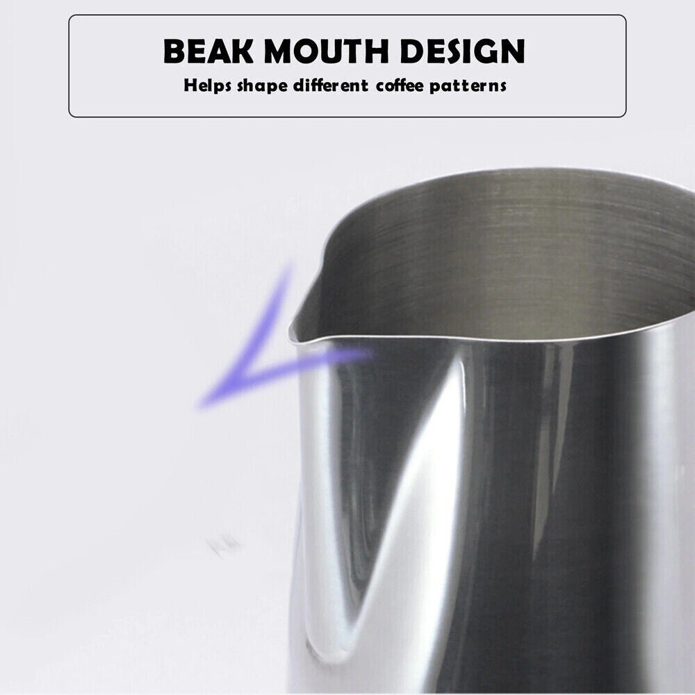 NEW Coffee Milk Frothing Jug Frother Latte Container Metal Pitcher with Thermometer