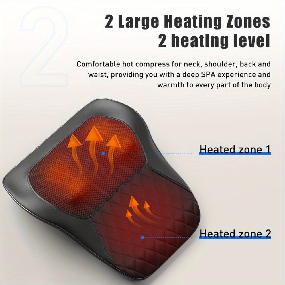 Hands-Free Cordless 3D Kneading Pillow with Heat - Portable Neck & Shoulder Massager for Back, Leg Pain Relief - Ideal Gift for Men & Women (Unscented), USB Powered
