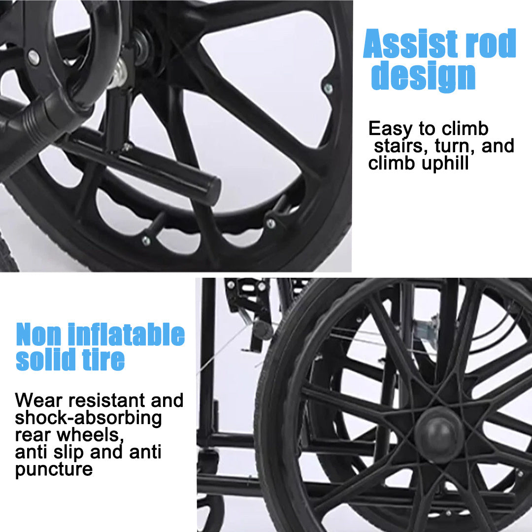 Self Propelled Wheelchair Half Folding Back, Seatbelt for Safety, Fully Foldable for Transport with Strong Steel Frame Mobility Aid Accessories Health Care Supplies