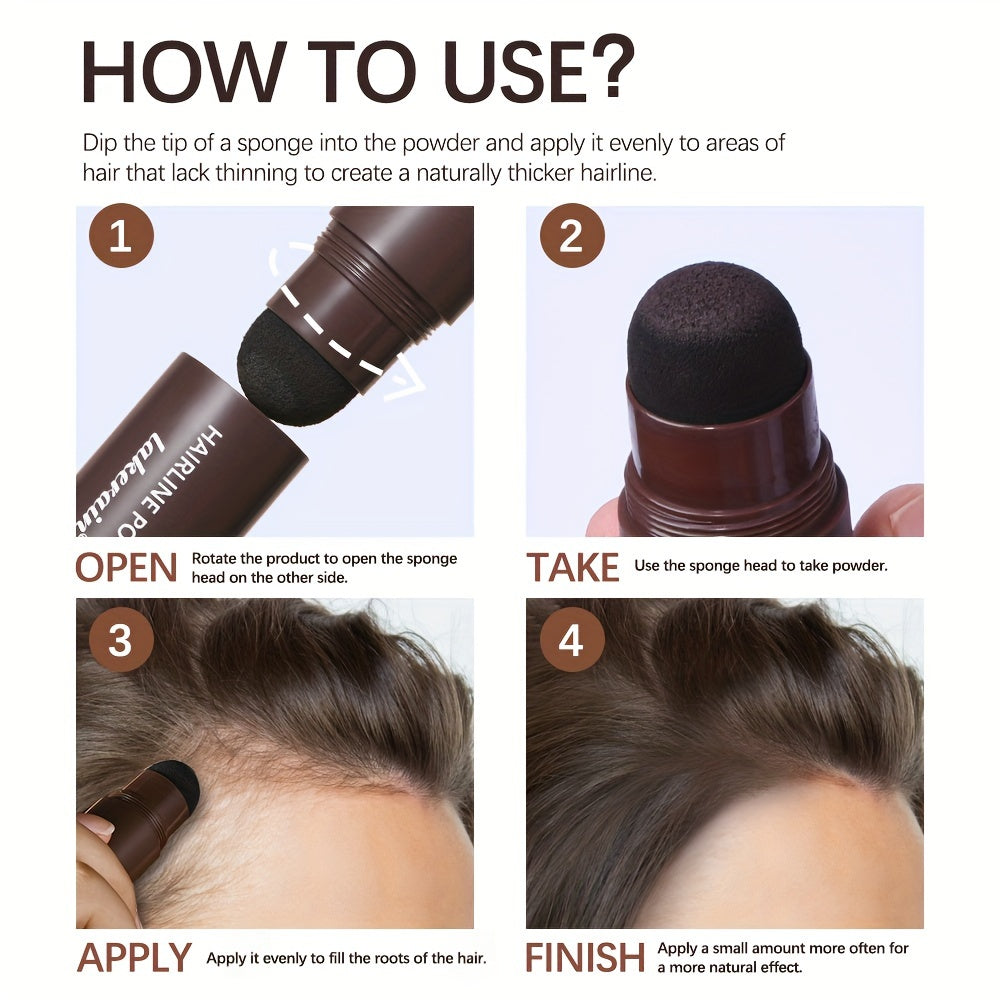Hairline Powder Stick, Hair Shadow Sponge Pen, Used to for cover Gray Roots, Enhance Hair, And Conceal Thinning Hair, with Strong for coverage That Perfectly Matches The Roots to Create a Flawless Hairline