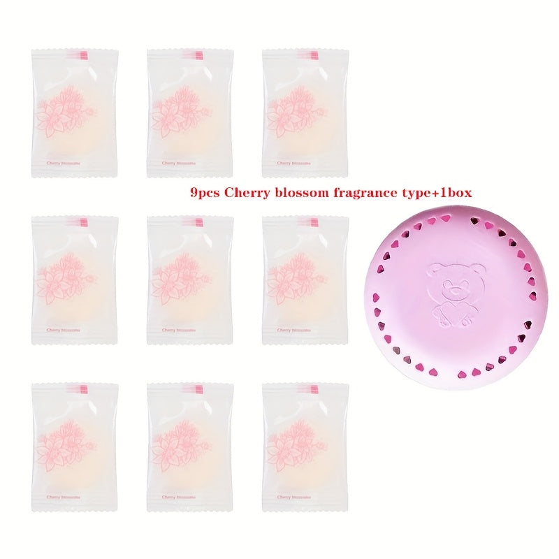 10 PCS Fragrances - Lavender, Cherry Blossom, Rose, Long-Lasting Deodorant, Solid Air Freshener Suitable for Bathroom, Bedroom, Car, And Home - Deodorizing for Cabinets And Toilets - Cleaning Supplies