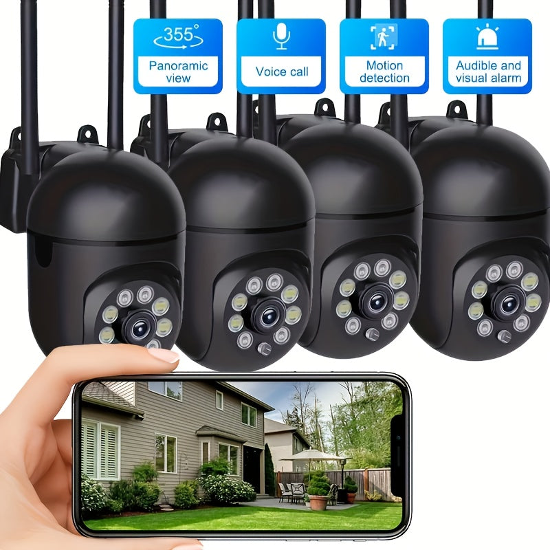 1080P Smart Camera with AI Human Tracking, 355° PTZ Pan/Tilt/Zoom, Two-Way Talk, Color Night Vision, USB-Powered /Outdoor Surveillance System