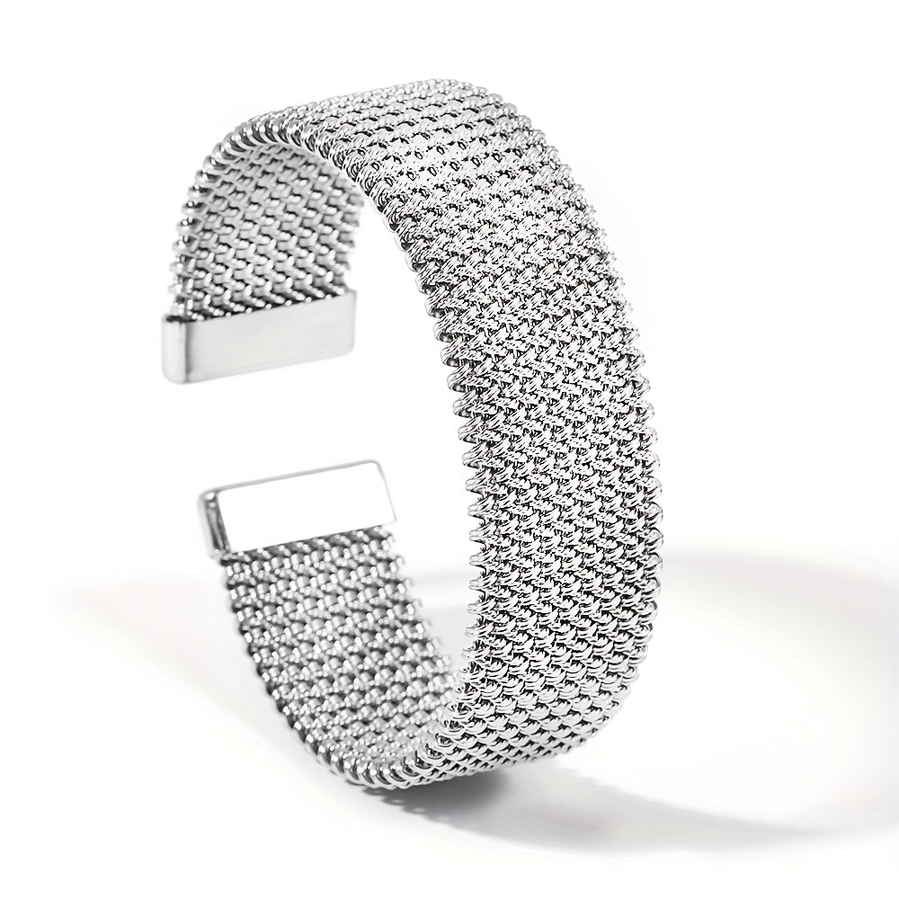 NEW Fashion  Woven Bracelet | 18K Golden Plated 304 Stainless Steel Metal Bracelet | Versatile Accessory for Daily and Party Occasions Silver and Golden Bracelet Women Jewelry Accessories