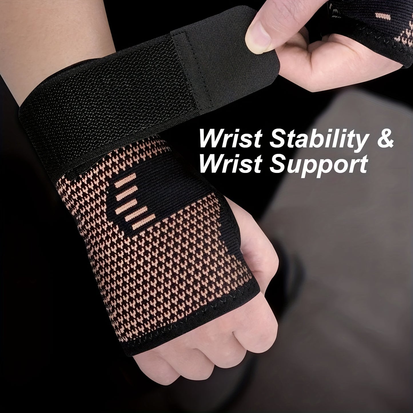 2 PCS Set M-L-XL Size Copper Fiber Wrist Brace Gloves - Adjustable Compression Straps Hand Braces for Men & Women, Breathable Mesh Design with Closure, Ideal for Hand & Wrist Support During Physical Activities, Hand Wraps & S