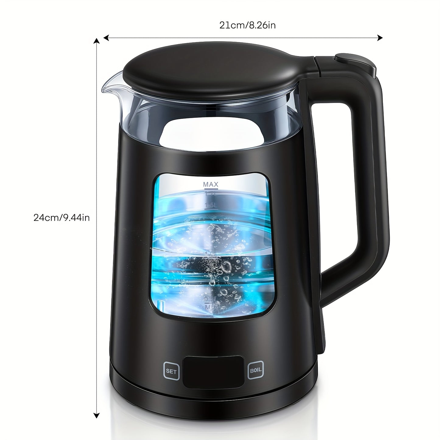 1.7L Glass Electric Kettle with Keep Warm, 5-Temperature Control (Chiller Mode), 2200W Fast Boil, Auto Shut-Off & Boil- Protection, & 5- Indicator, UK Plug (220-240V) - Tea Maker & Beverage Dispenser