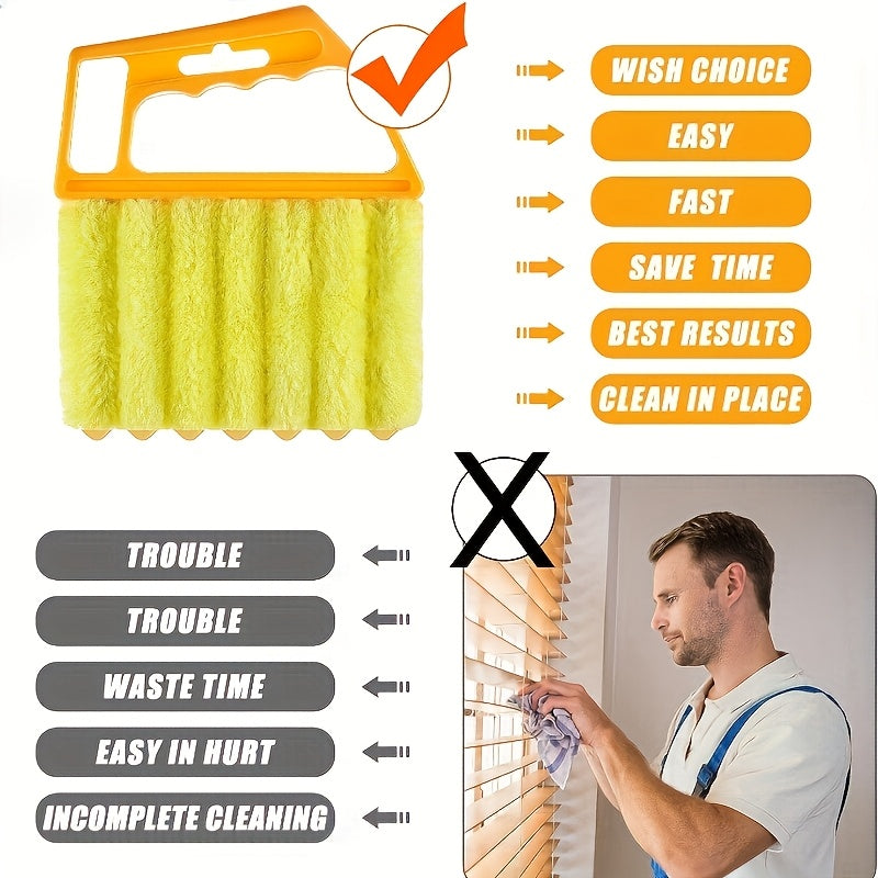 2 PCS Set Microfiber Blind Cleaner Kit - Reusable Crevice Brush for Vents/Windows/Curtains - Washable Household Tool Home Office Cleaning Tools Sets