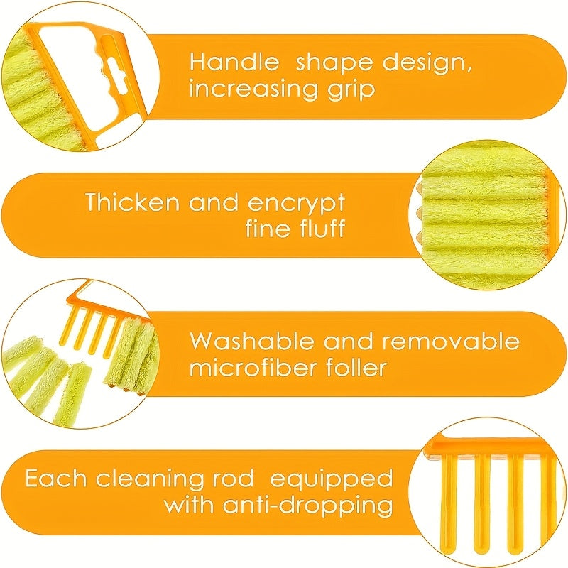 2 PCS Set Microfiber Blind Cleaner Kit - Reusable Crevice Brush for Vents/Windows/Curtains - Washable Household Tool Home Office Cleaning Tools Sets
