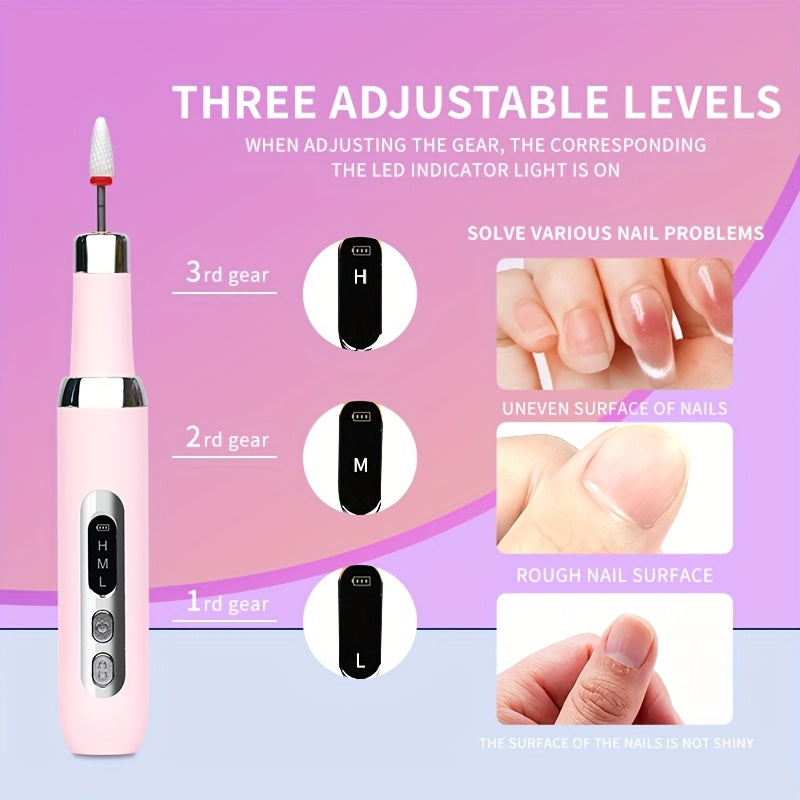 NEW Arrivals Electric Nail Drill Machine Full Set Professional with Drill Bits & Sanding Bands, Cordless Electric Nail File for Acrylic Gel Nails, Manicure and Pedicure Kit for Grinding Polishing Trimming