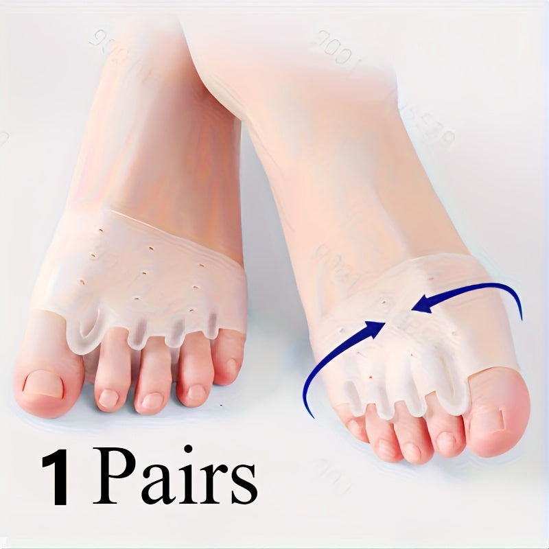 2 PCS Set 1 Pair Silicone Forefoot Pads; Five-Hole Honeycomb Design Forefoot Protection Pad; Five-Hole Toe Protective Cover with Fixing Function Health Care Accessories