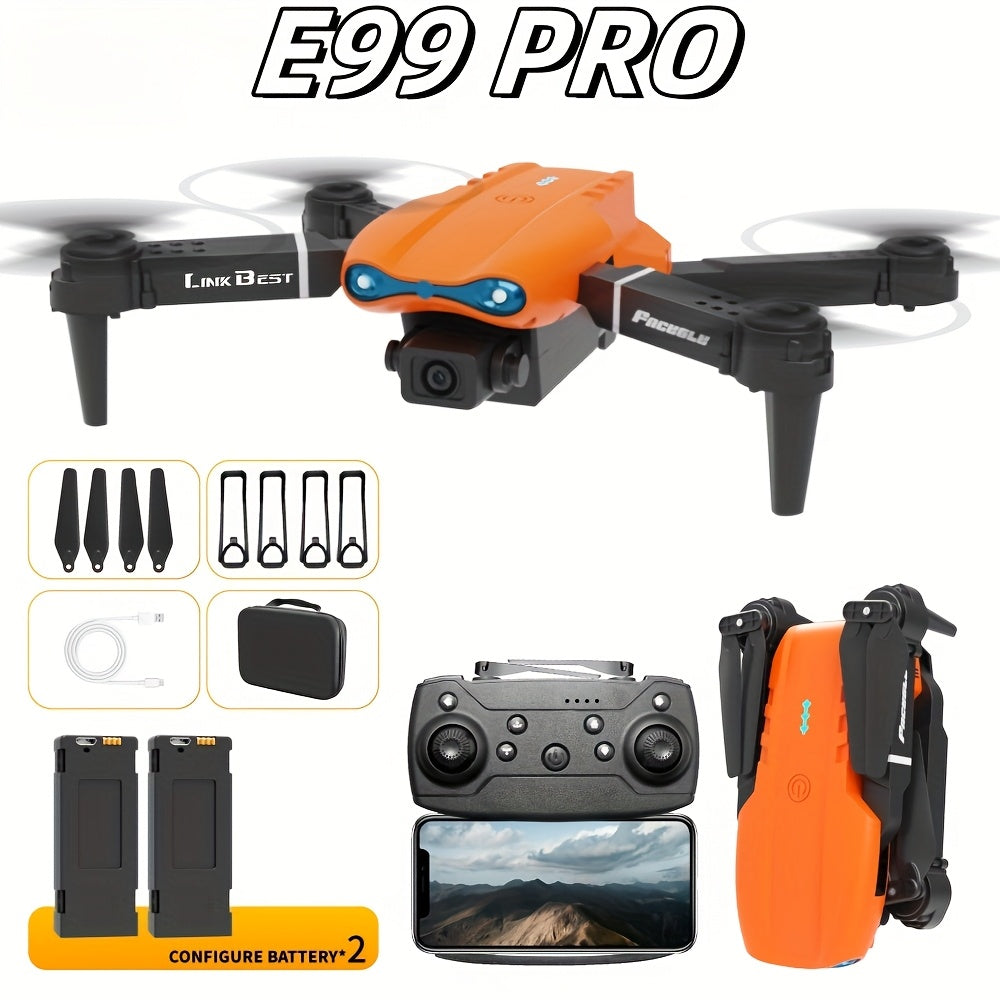 E99-PRO Folding Drone with Remote + Storage Bag Features Dual Cameras, 360° Flipping, And Optical Flow Hovering Capabilities, Making It Ideal for Aerial Photography Enthusiasts And Outdoor Adventurers. Its Convenient Design