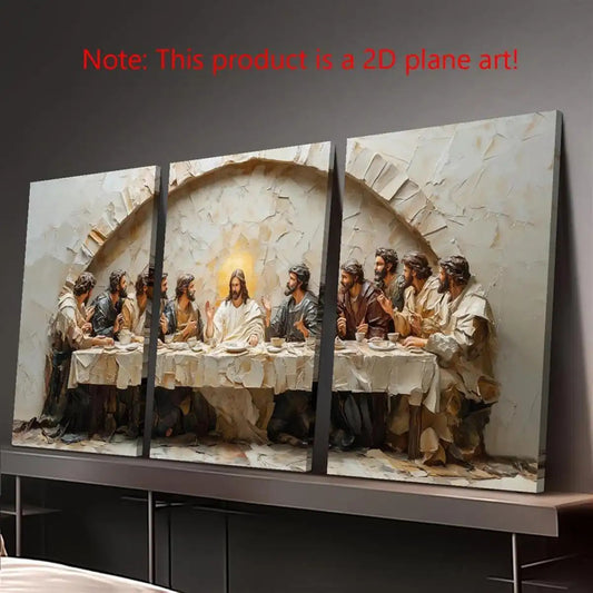 2D Canvas, 3pcs with frame- last supper triptych artwork Theme Canvas Wall Art Framed Painting, Suitable for Halloween, Christmas, Winter and Summer, Luxury Indoor Decoration for Him/Her, Bedroom, Living Room, Home Office Roo
