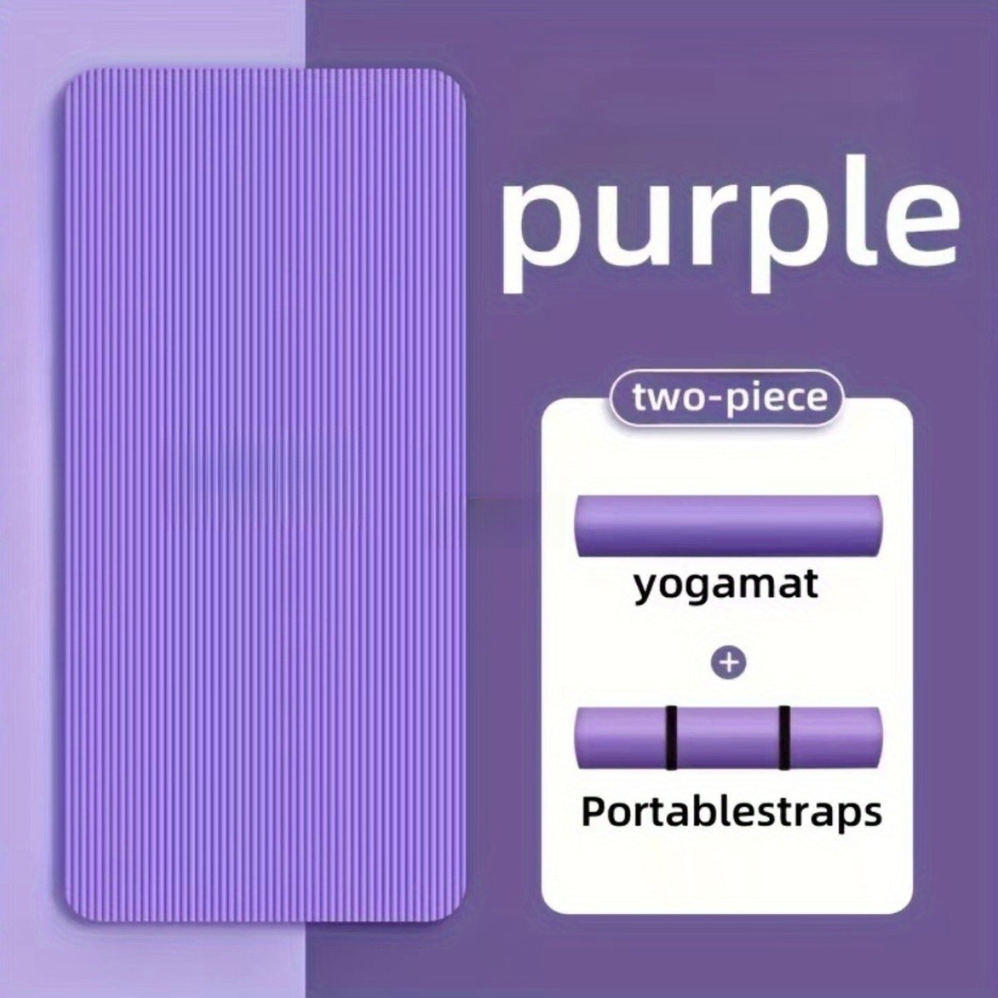 2 PCS with Rope Set 8mm Ultra-Elastic Yoga Mat | 72.8-inch Large Size, High-Density Soundproofing, Professional Sports Mat + Rope Set Upgrade, Purple, Pink, TPE Material