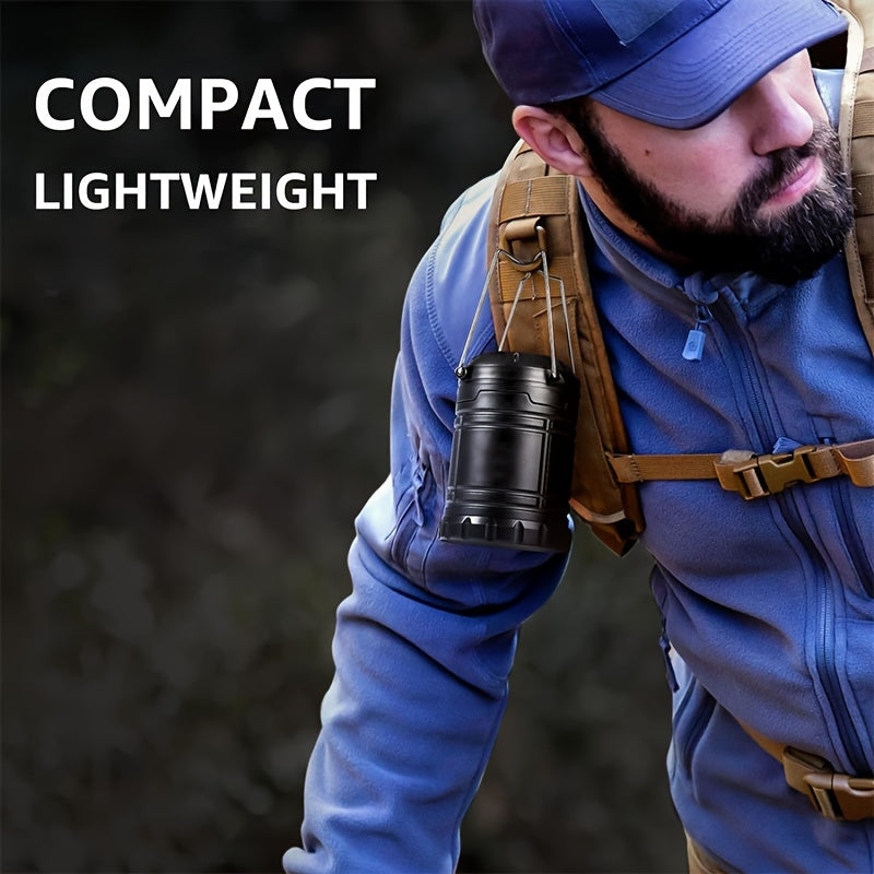 4 PCS Set Super Bright Led Camping Lanterns | Portable, Collapsible Emergency Flashlights, ABS Material With Matte Metal End, Ideal For Camping, Outdoor Activities, And Home Use, Non-Water Resistant, Button Switch, Without Ba