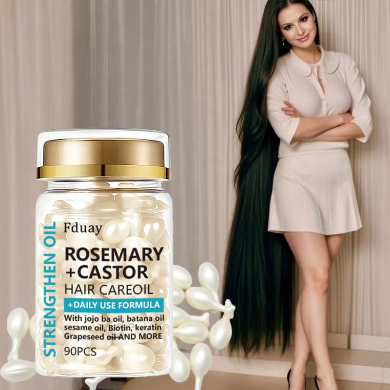 90-PCS Capsules Keratin Hair Mask, Rosemary Castor Oil Rice Water Shampoo, Conditioner | 200ml - Smooth, Shiny, Deep Cleansing, Frizz-Free, Fragrant, Soft Hair | Perfect for Dry Hair in Winter | Nourishing