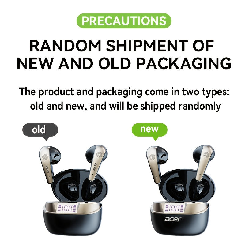 [ Original Genuine Acer Brand]  Wireless Earphones, Charging Case Hi-Fi High-Definition Decoding, 3D Surround Sound, Large Diaphragm Bass Enhancement, LED Digital Display, Call Noise Reduction, 20h Long Standby, Comfortable I