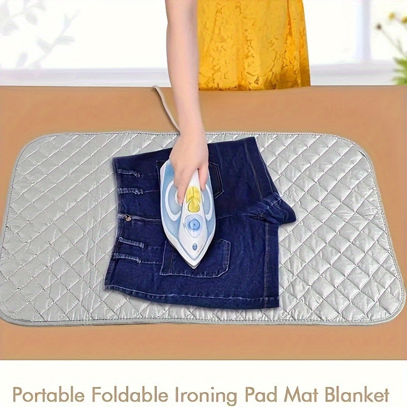 A Thick Silver-Coated Heat Insulation Pad for Ironing, a Replacement Ironing Board with a Metal Plate, a Round Heat-Resistant Pad for a Dryer, a Portable Gray Ironing Mat, And a Tabletop Ironing Mat for Travel Hotels And Dorm