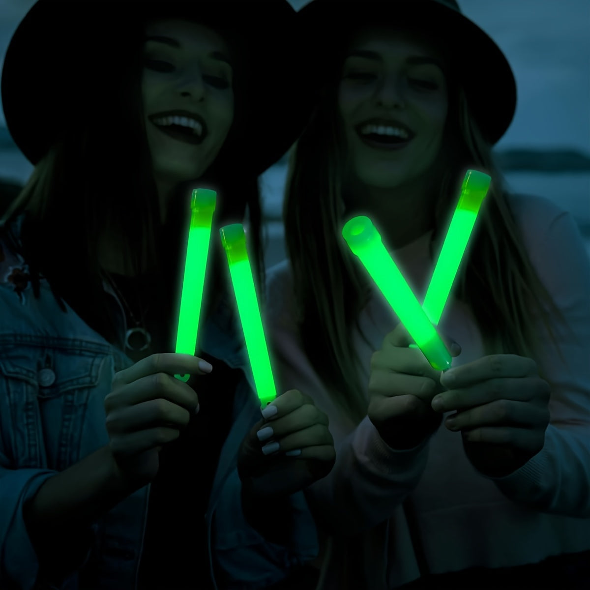 NEW 6 PCS Set 6-Inch Large Green Glow Sticks - Industrial-Grade, 12-Hour Extended Life - Ideal for Camping, Emergencies, Parties & More - Durable Chem Lights, Blackouts Repair No Power Needed, Camping Accessories