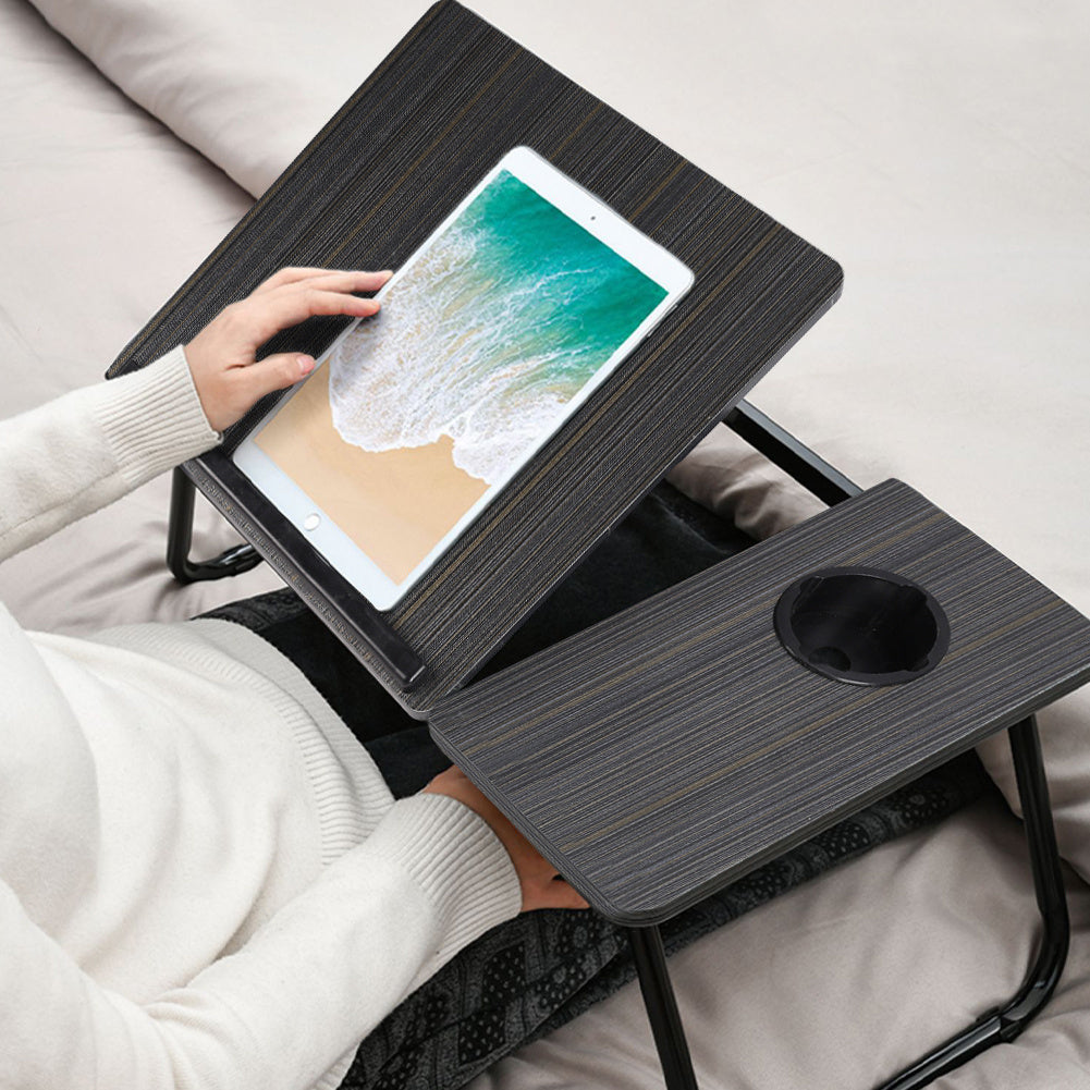 Laptop Desk Laptop Bed Table with Foldable Legs and Cup Slot, Reading Holder Notebook Stand with Adjustable Height Angle, Laptop Bed Tray for Bed Sofa Breakfast Work Study Reading