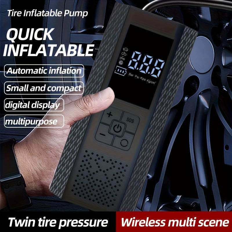 Electric Bicycle Pump with Digital LCD Pressure Gauge, 150 PSI High-Pressure Bike Air Pump, Rechargeable Portable Air Compressor, Automatic Inflation for E-Bikes, Motorcycles, Scooters, Smart Bicycle Pump with LCD Display and