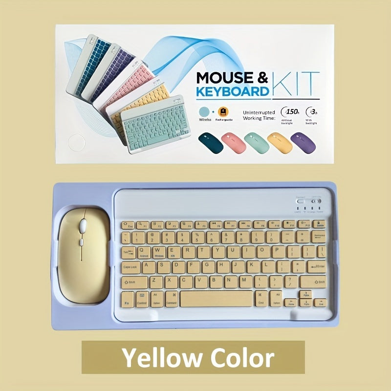 2 PCS Set Wireless Keyboard and Mouse 7 Colors Suitable for Android Tablets and iPads, Mini English Keyboards Home Office Computer Accessories Tools Sets