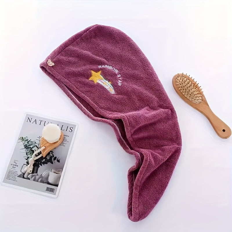 Magic Microfiber Hair Drying Towel - Quick-Dry Super Absorbent Shower Cap & Turban, Soft Polyester Bath Hat with Button Closure, Multi-Color Options Women Hair Care Accessories
