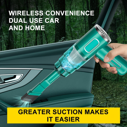 Newly Upgraded Model, Green/Black Color Portable Cordless Handheld Vacuum Cleaner, Cyclone Suction Cordless Vacuum Cleaner, Large Suction USB Fast Charging with Seam Brush Computer Cleaning Head Multi-purpose. Suitable for Ca
