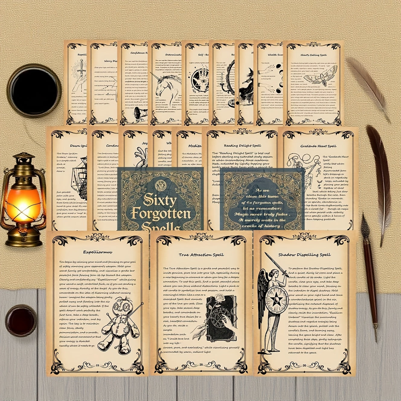 NEW 60 Pages Forgotten Spells Clipbook, Paper Album for Party Games and Activities, Witch Spell Book, Magical Prop, Novelty Magic Toy, Tabletop Games, Olive Green, Rectangle Shape