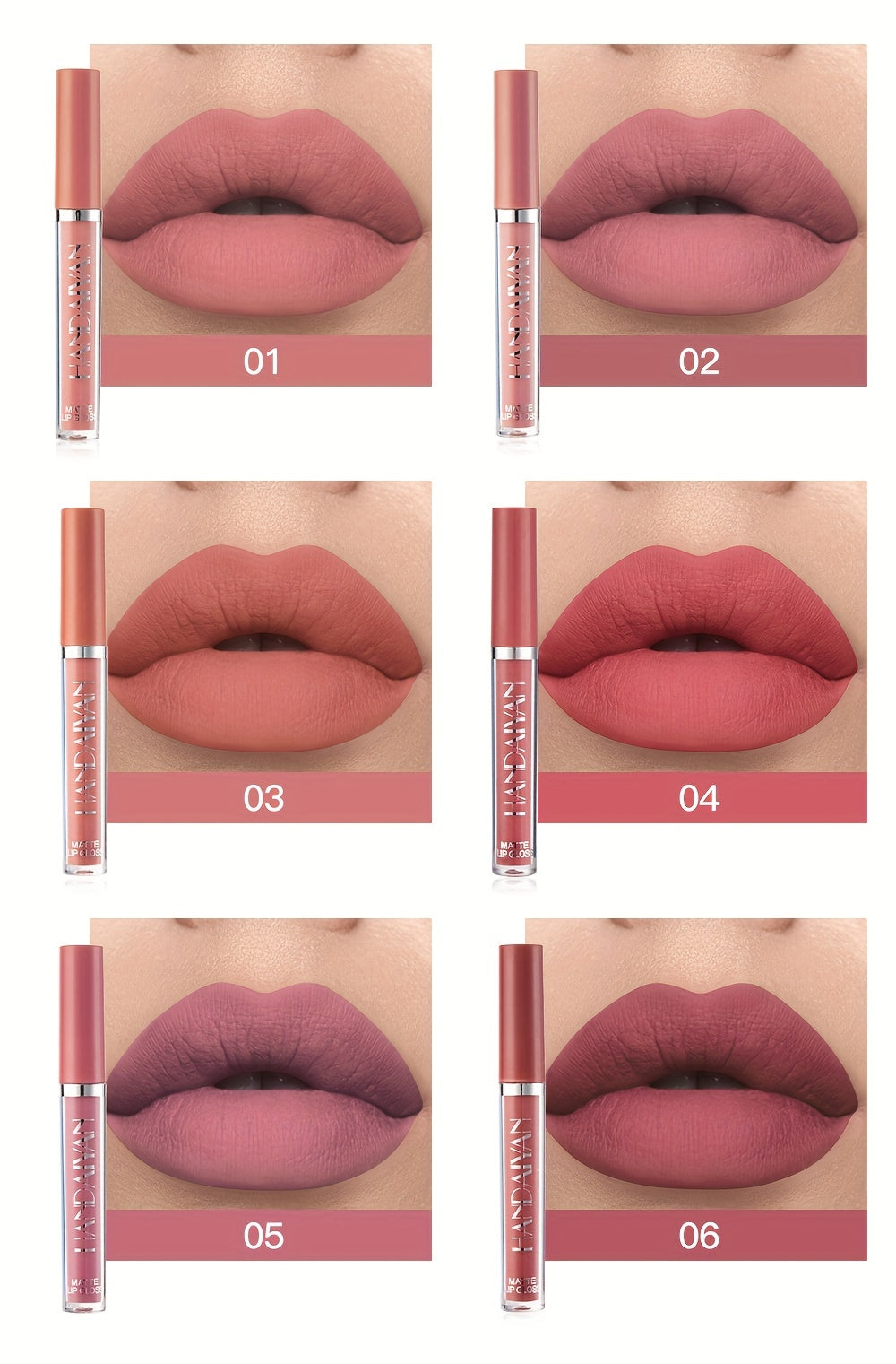 NEW 6 PCS Set Matte Liquid Lipstick - Waterproof Long-Lasting Full Coverage Lip Gloss, Non-Stick Formula with 6 Shades (, Nude, Burgundy, Deep, Plum,) - Lip Tint Kit for  Lips & All Light Types