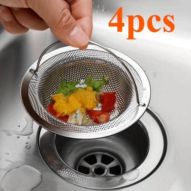 NEW 6 PCS Set Stainless Steel Sink Strainer with Handle - Rust-Resistant Mesh Design, Suitable for Kitchen and Bathroom Sinks, Easy to Prevent Clogging, Perfect for Draining Fruits and Vegetables
