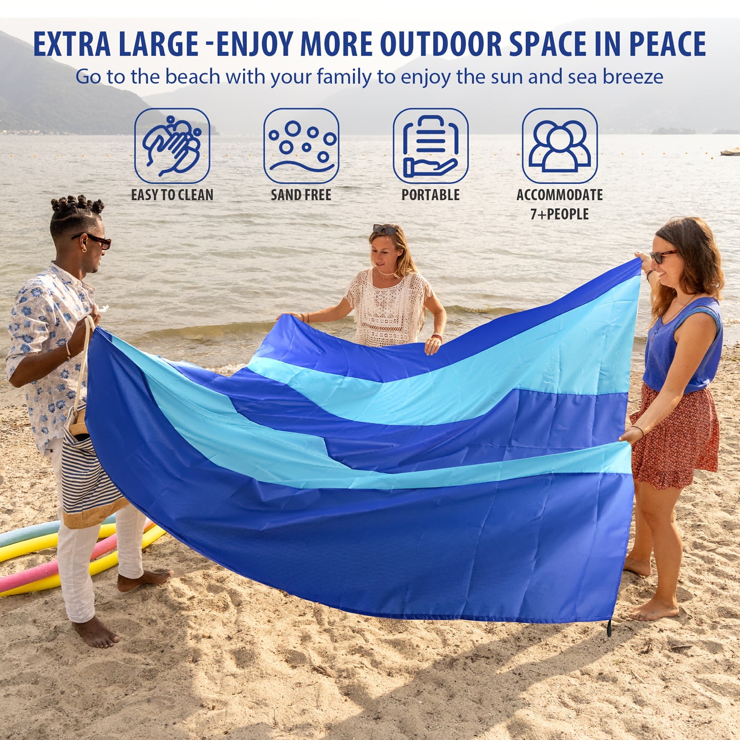 NEW Picnic Beach Camping Blanket 4-7 Adults Oversized Lightweight Sand Proof Beach Blanket Large Picnic Mat Beach Blanket for Beach Travel Camping Hiking