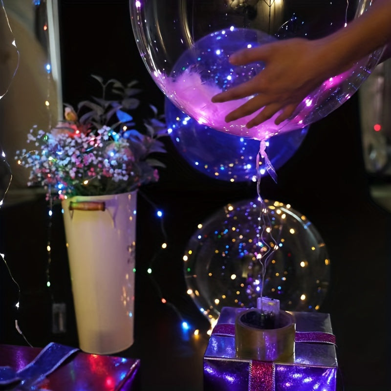 25PCS Set  (10 String Lights + 15 Balloons) Transparent Glitter Bubble Decorations, Suitable for Weddings, Engagements, Christmas, New Year, and Valentine's Day - Battery Operated (AA Batteries Not Included)