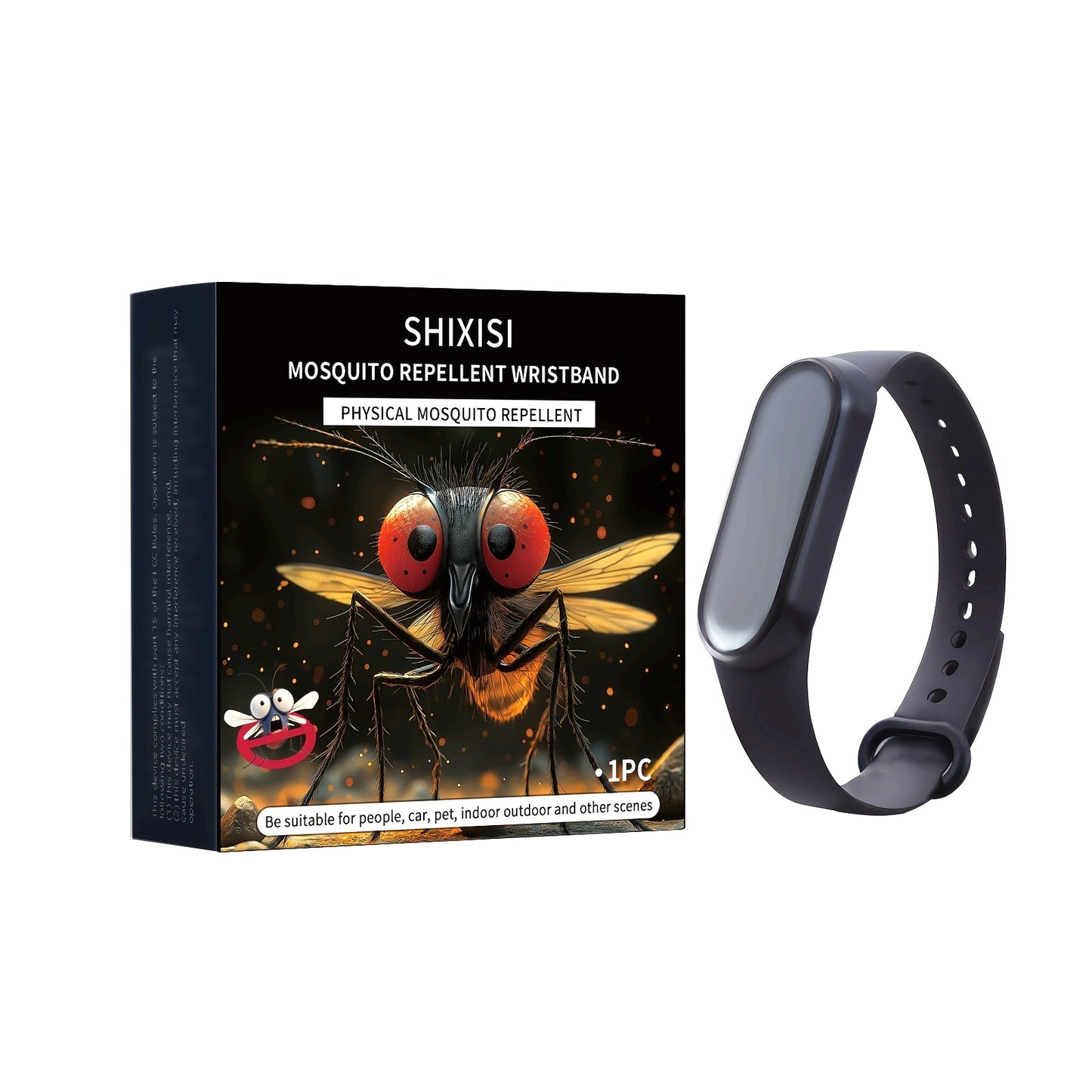 Electronic Mosquito Repellent Bracelet, Black, Fishing Mosquito Repellent, Comfortable to Wear, Physical Mosquito Repellent, Chemical-Free, Fashionable and Versatile, Unisex, 1 Piece