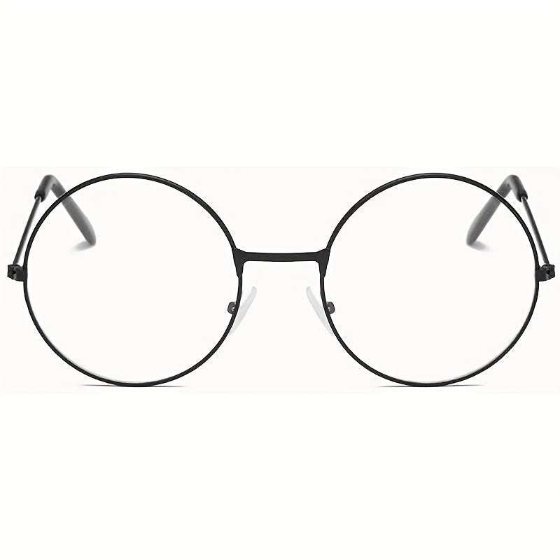 Wizard-Themed Round Black Frame Glasses for Men & Women -  Circle Clear Lens Non- Fashion Spectacles with Metal Arms, Perfect for Secret Society Ceremonies Sacred Parties