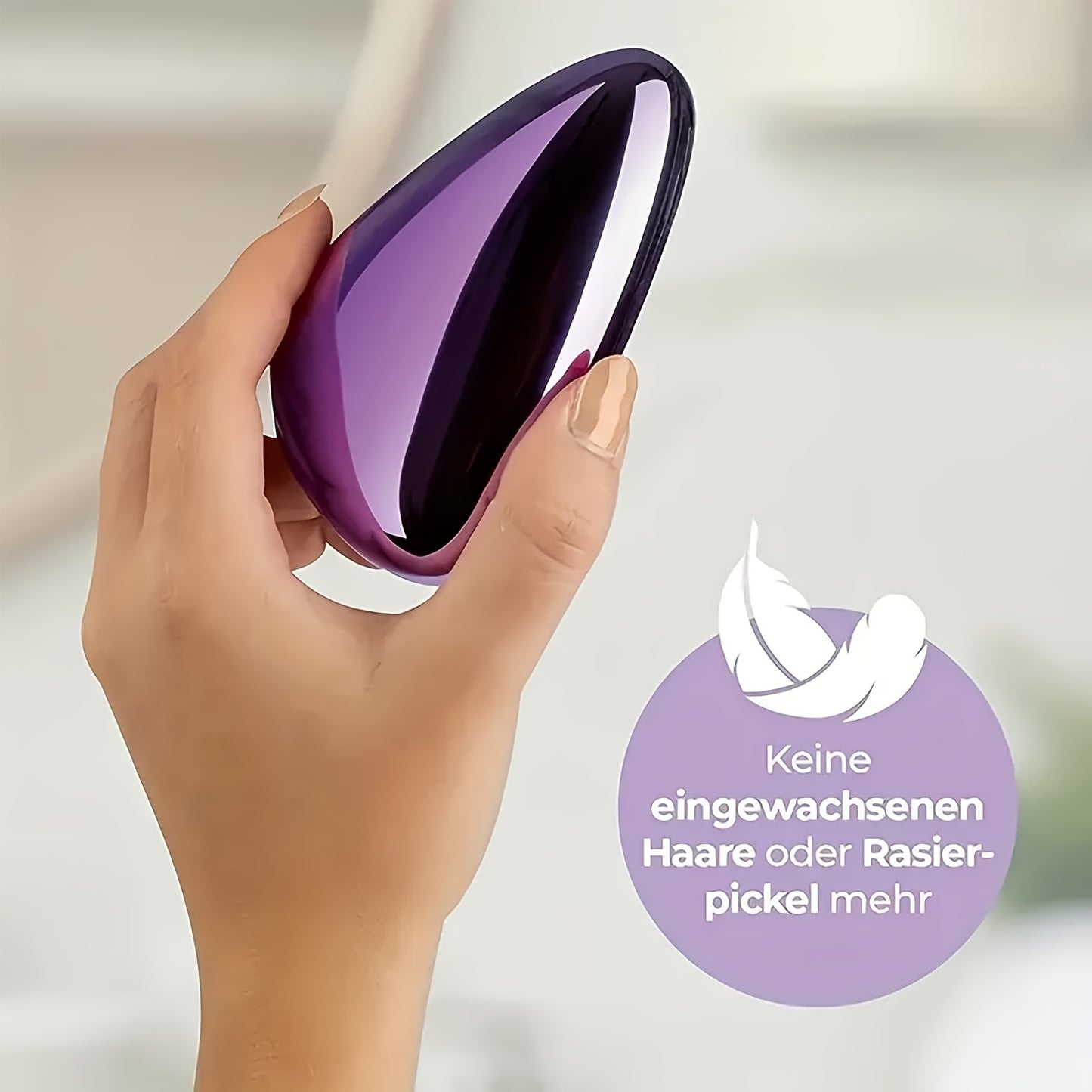Purple Crystal Hair Removal Device for Both Genders - Gentle Exfoliation, Reusable And Waterproof Tool for Hair Removal, Purple Color for Skin on Back, Arms, And Legs
