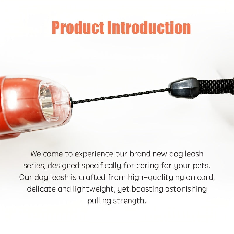 Pet Retractable Black Leash with a Trash Bin, Dog Leash, Pet Leash, Includes Free Trash Bags.