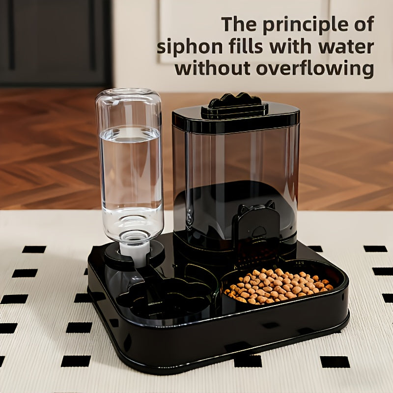 Automatic Water Dispenser for Cats & Dogs with Bowl - 0.98-9.99 L Multi-Capacity, Battery-Free/Plug-in, Easy to Clean & Moisture-Proof, Indoor/Outdoor Use, Durable Black Design with Clear Window & Ergonomic Handle