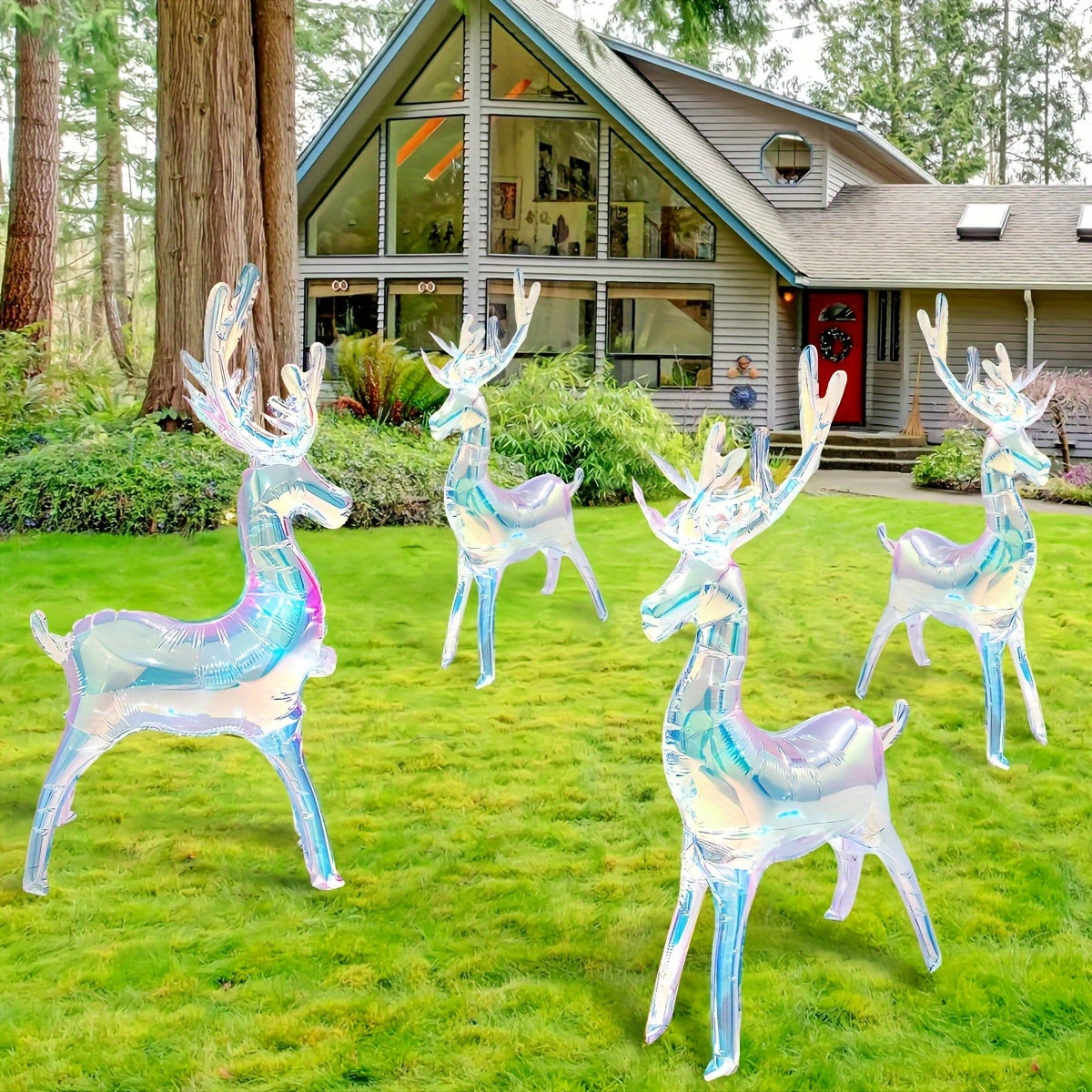 2pcs Extra Tall 94cm Self-Standing Inflatable Reindeer Decorations with Glowing Antlers - Heavy-Duty Material, No Electricity Needed, Indoor/Outdoor Christmas, Birthday, Wedding & Party Decorations - Easy Setup with Sturdy Ba