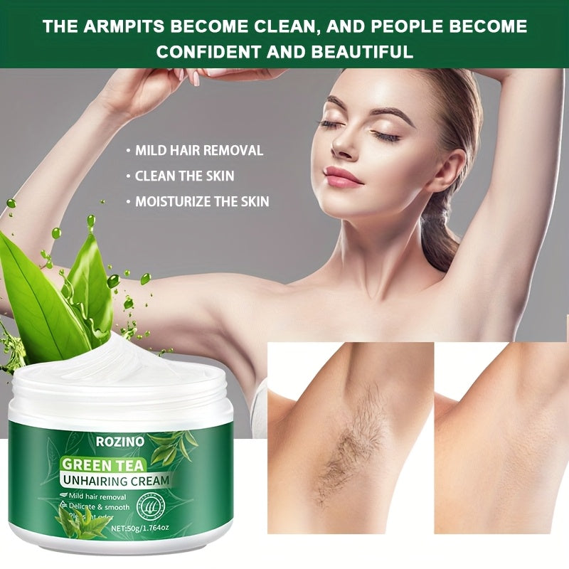2 PCS Set Purchase One Get One Free Green Tea Summer Powerful Is Mild And Non-Irritating, Effectively Removes Hair, Quick 5-Minute Hair Removal, Ideal for Face, Lips, Underarms, Legs, Arms, And Bikini Areas, Suitable for Both