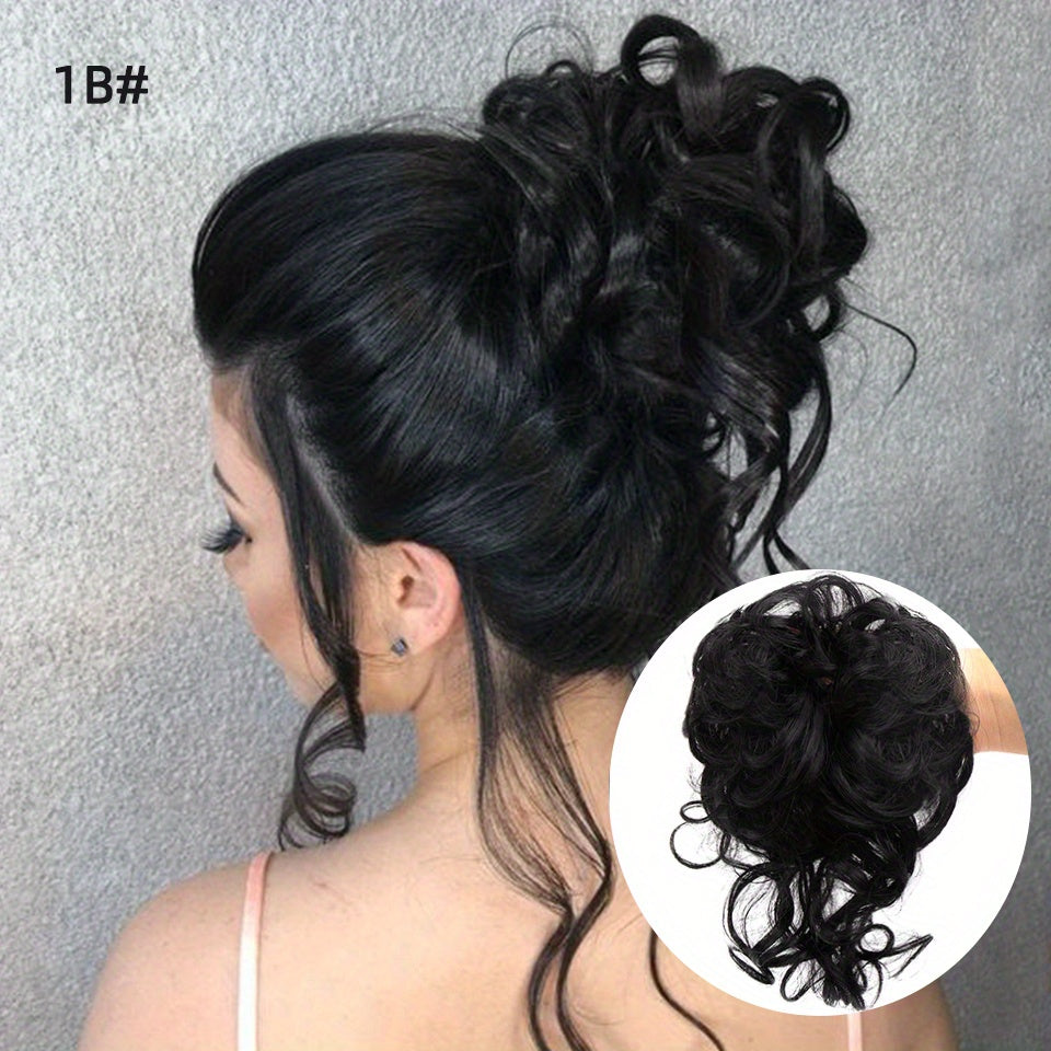 Hair Extension Add Volume And Style with Synthetic Messy Curly Ponytail Hair Bun Chignon Scrunchy Hair Band Women Hair Care Accessories