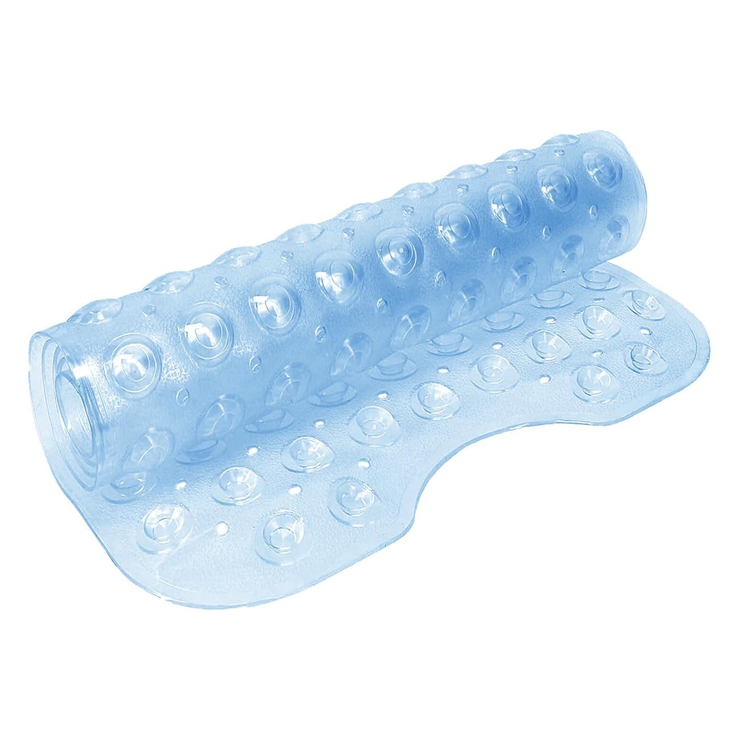 Large Shower Mat – Light Blue/Crystal/White Color Non-Slip, Strong Suction Cups & Drain Holes, Quick-Dry, Machine Washable, Durable & Comfortable for Bathtub and Bathroom Floor Use