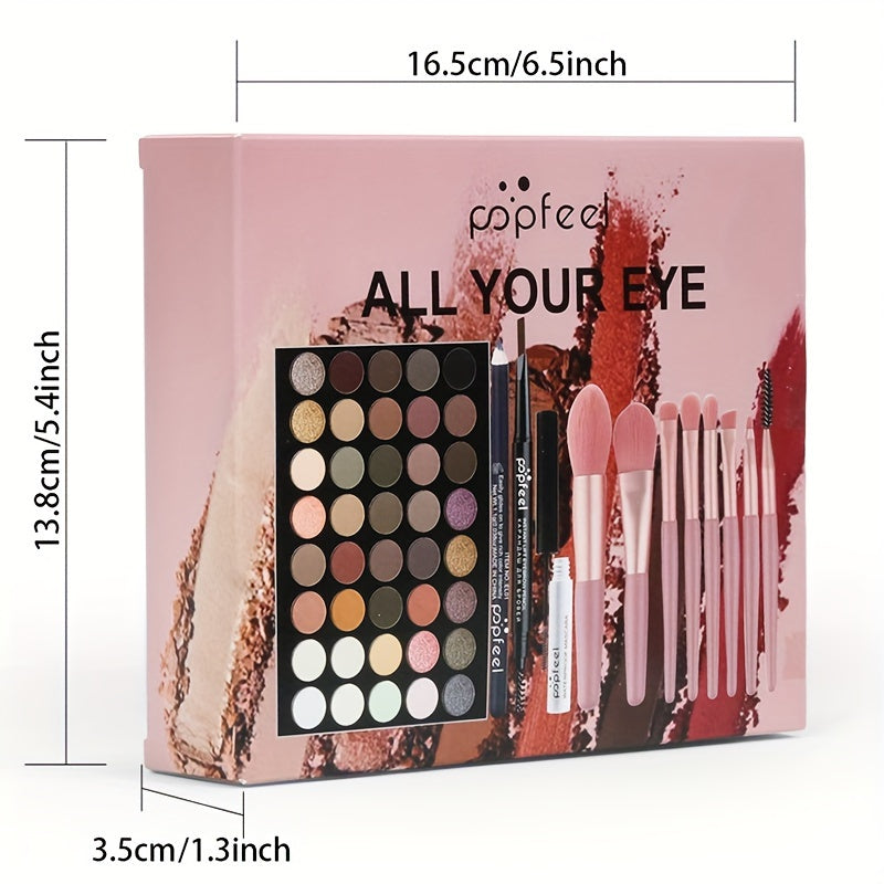 Full Set 40 Color Eyeshadow Palette Makeup Set with Mascara, Eyeliner Brush and Brow Pencil Combo Starter Kit for Beginners, Gift for Mom, Women Female Cosmetic Sets Skin Care Supplies