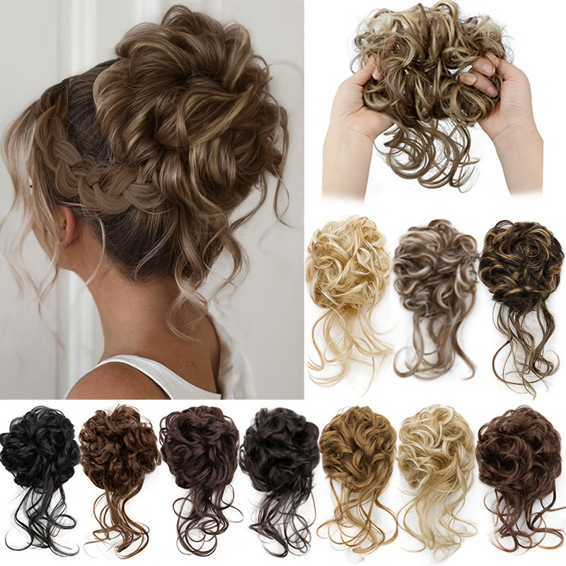 Elegant Women's Synthetic Curly Donut Hair Extension - Easy-to-Style for Daily Wear & Christmas Parties Hair Care Accessories