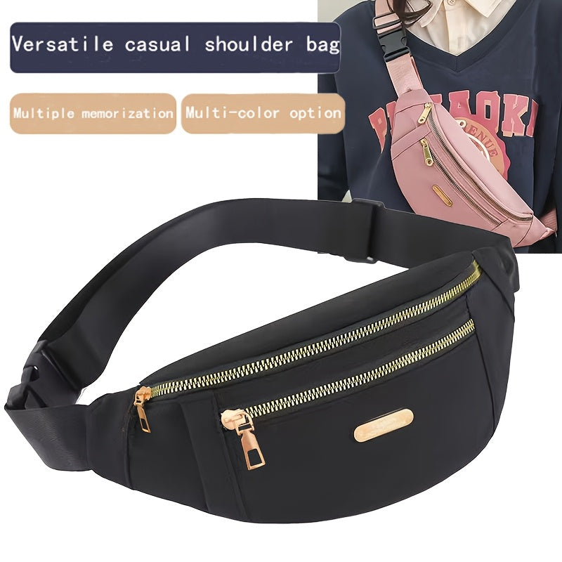 Unisex Waist Pack with Adjustable Strap - Lightweight Crossbody Bag, Zipper Closure, Nylon Waist Pack for Cycling, Gym, Travel - Compact Everyday bag for Men & Women (Zipper Direction Varies), Versatile Fashion Accessory, Dur